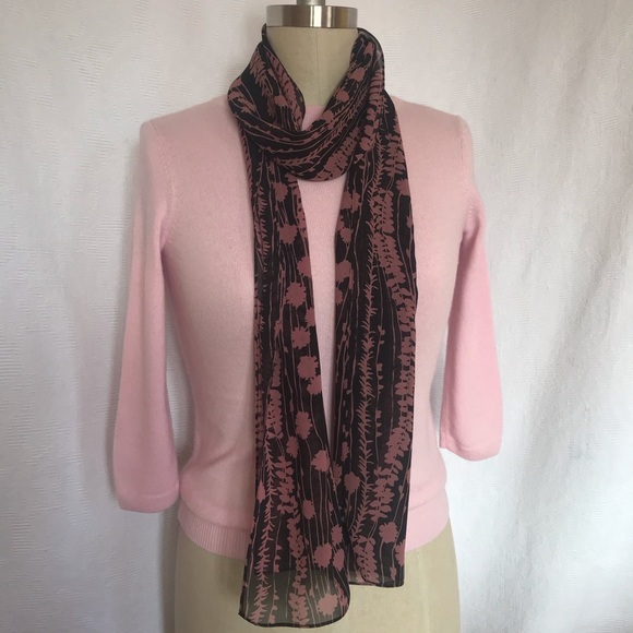 Bebe silk georgette is pink/black scarf - Picture 2 of 9